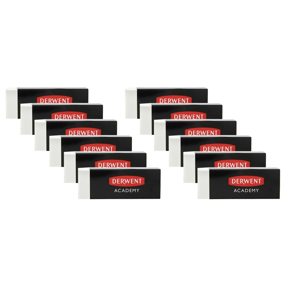 12x Derwent Academy Art Eraser For Graphic Pencils Hangsell 5.5x12x2cm White