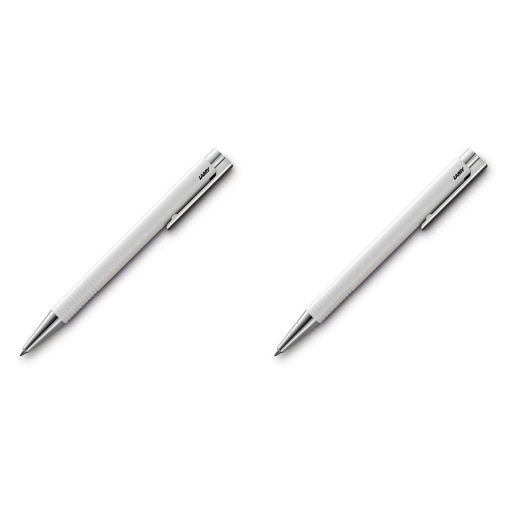 2x Lamy Logo M+ Medium 1mm Tip Sprung Stainless Steel Clip/Push Ballpoint Pen WH