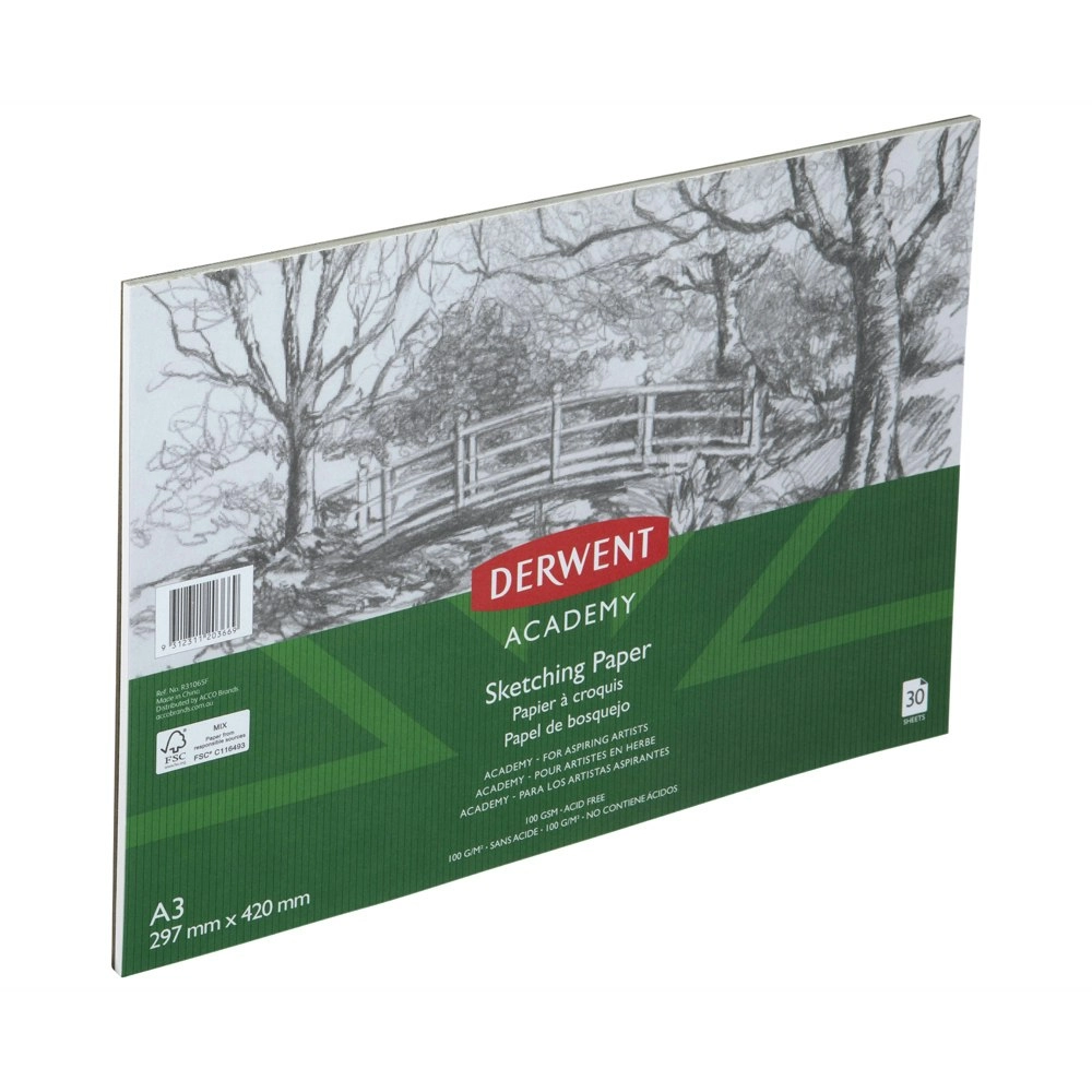 Derwent Academy Art/Craft Sketching Paper Pad A3 Portrait 30 Sheet 100Gsm