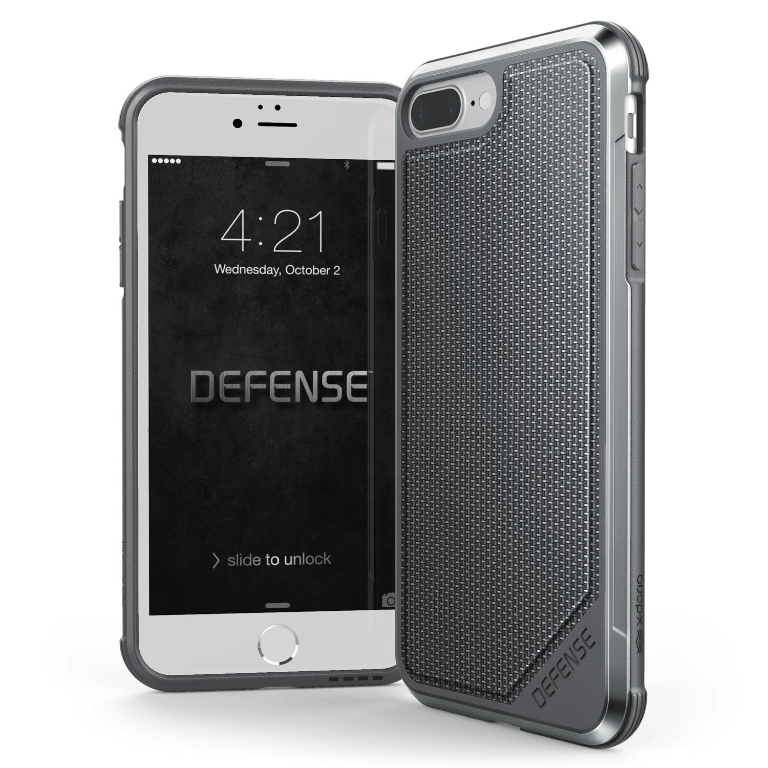 X-Doria Defense Lux Phone Case Drop Protection Cover For iPhone 7/8+ Grey Nylon