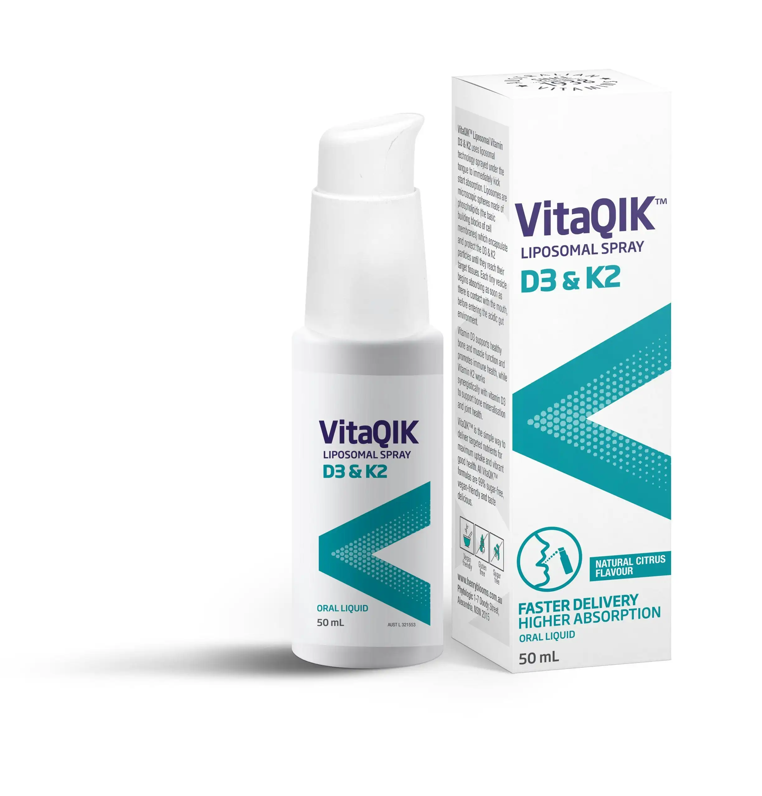 Henry Blooms Vitaqik(TM) Liposomal Vitamin D3 & K2 50ml