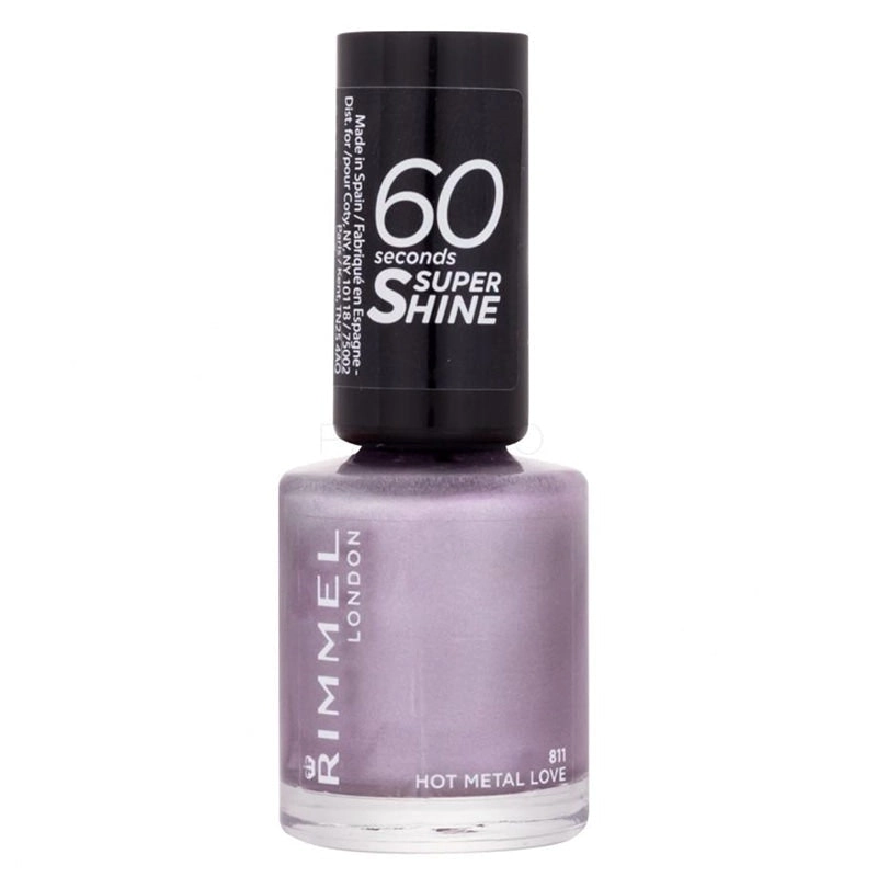 Rimmel 8ml Nail Polish 60 Seconds Super Shine 811 Hot Metal Love