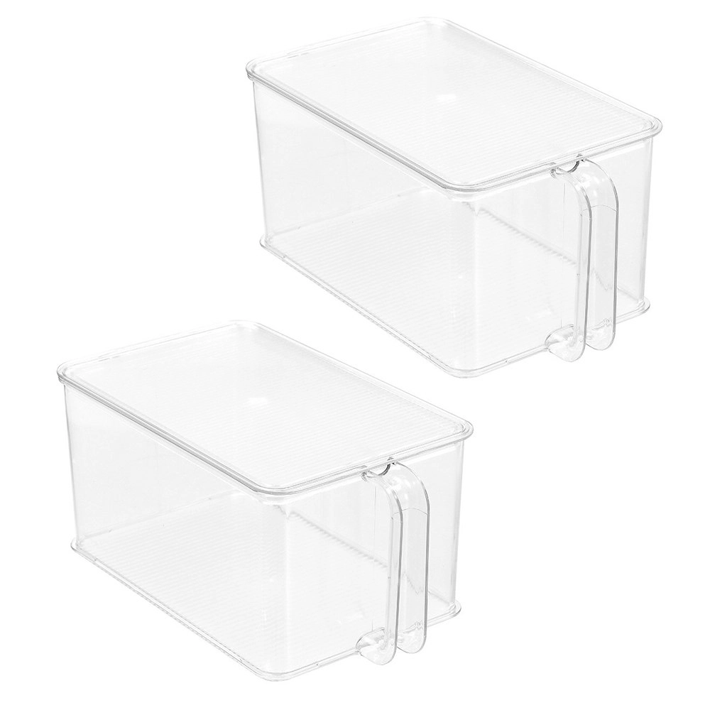 2x Boxsweden Crystal Easy Access Storer w/ Lid 6L Stackable Storage Organiser