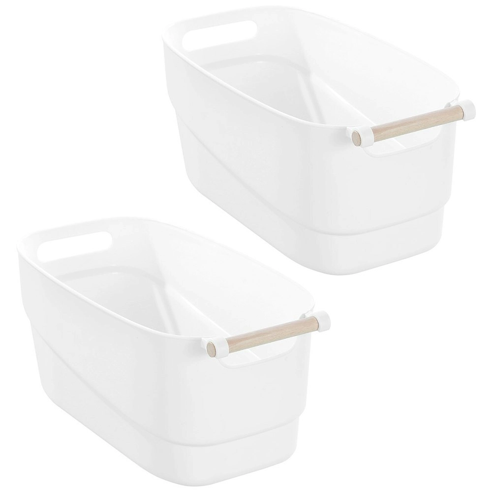 2x Boxsweden Sortea 10.5L/39.5cm Basket w/ Wood Handle Cabinet/Pantry Organiser