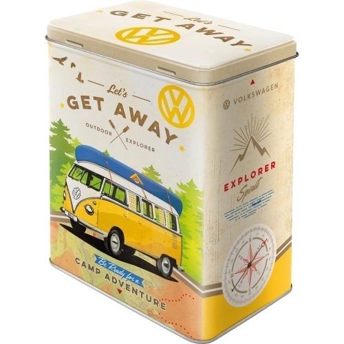 Nostalgic Art 20cm/3L Tin Box Metal Storage VW Bulli Let's Get Away Organiser