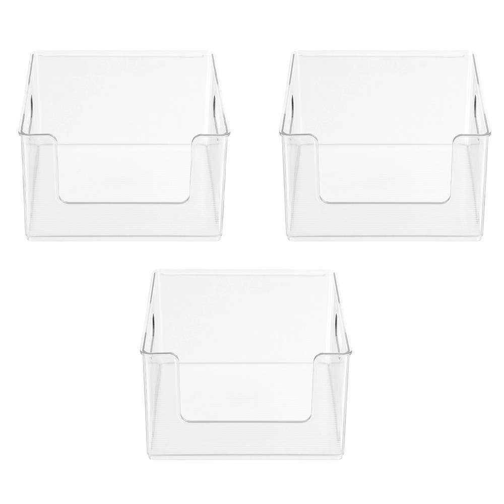 3x Boxsweden 25cm Crystal Stack Pick Storage Pantry Container Organiser Clear