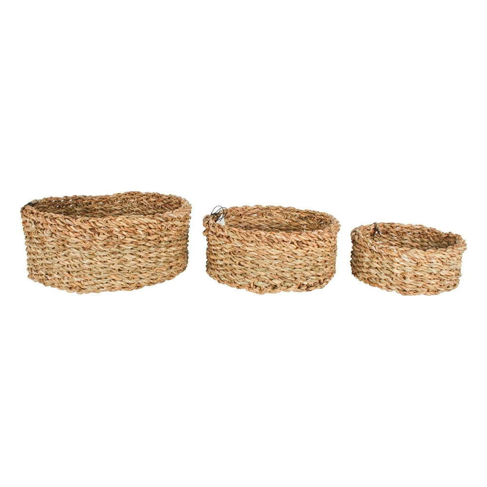 3pc Maine & Crawford Nambucca 20/25/30cm Seagrass Round Basket Storage Natural