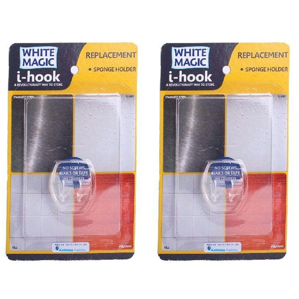 2x I-Hook Reusable R1 Replacement 8.8x6.2cm Wall Storage For Sponge Holder Clear