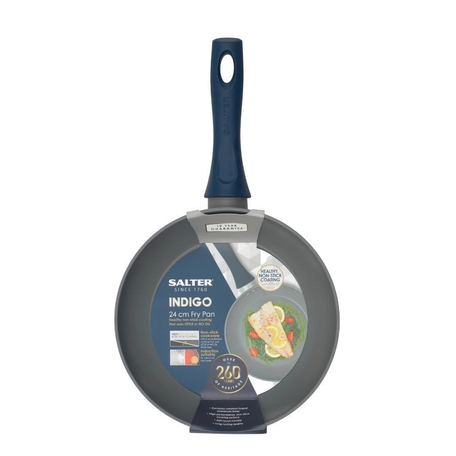 Salter Indigo Round 24cm Non-Stick Cooking Frypan/Frying Pan All Hob Cookware