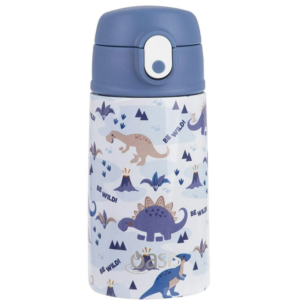 Oasis Double Wall Insulated Kids 400ml Bottle Stainless Steel Dinosaur Land