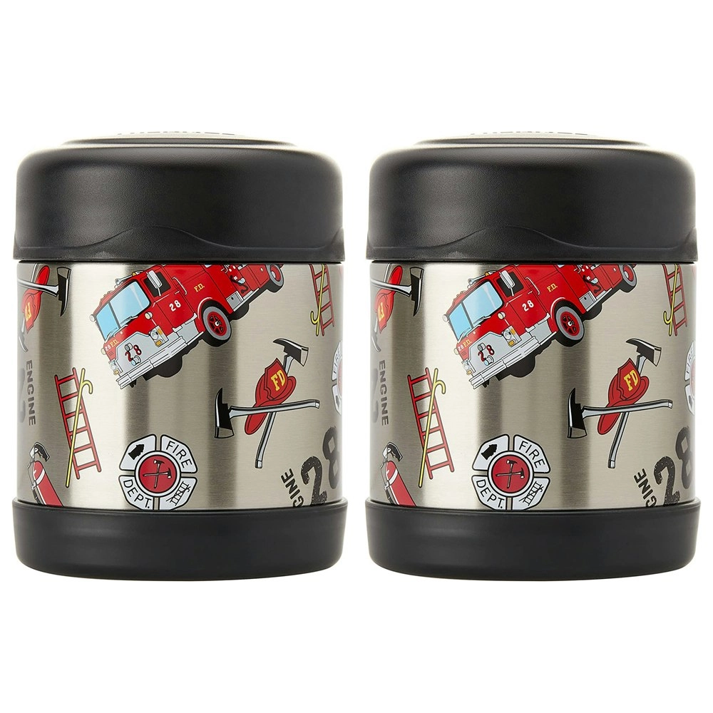 2x Thermos 290ml Funtainer Vacuum Insulated Food Jar Fire Truck Stainless Steel