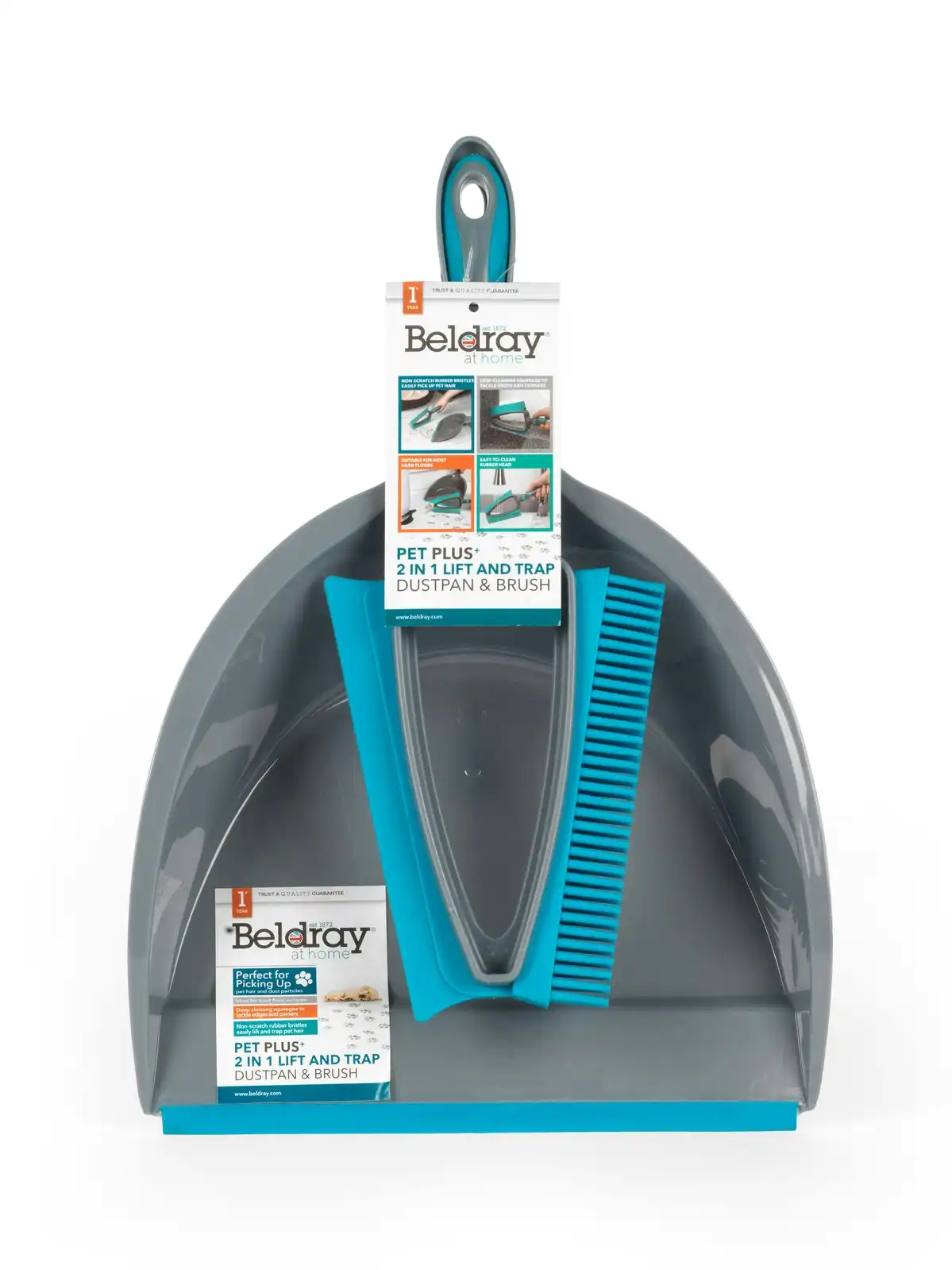 Beldray Pet Plus 2 In 1 Lift/Trap Dual Rubber Head Dustpan & Brush Home Cleaning