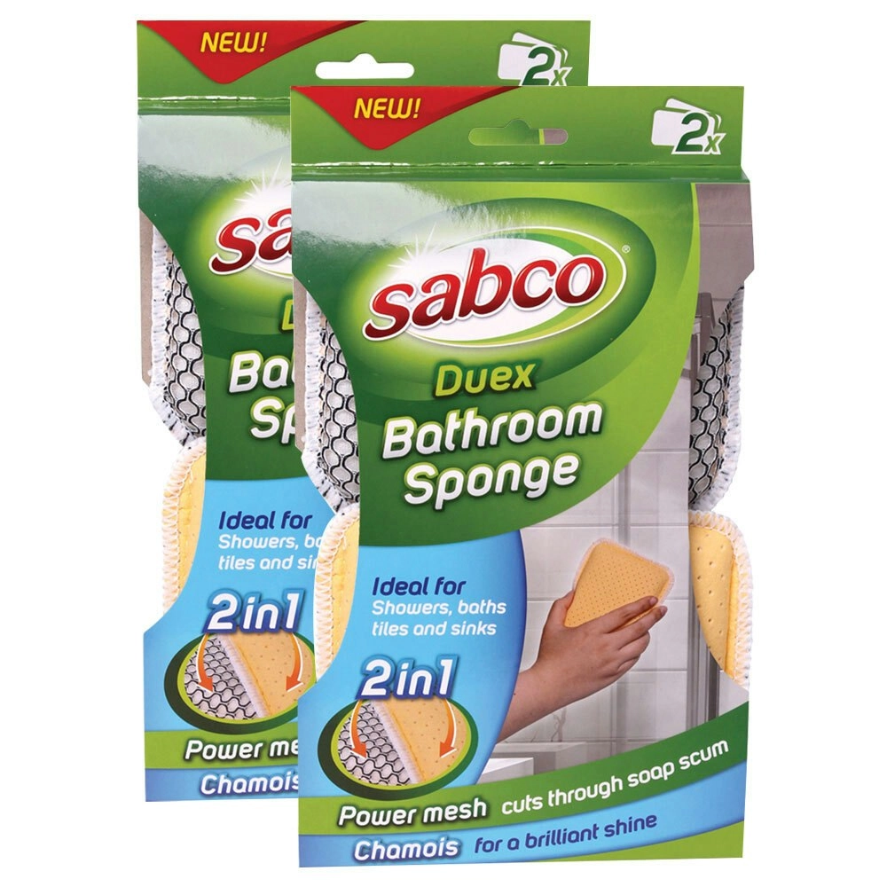 2x 2pc Sabco Duex Bathroom/Shower/Sink Mesh Soap Scum Sponge/Scrub Cleaning Pad