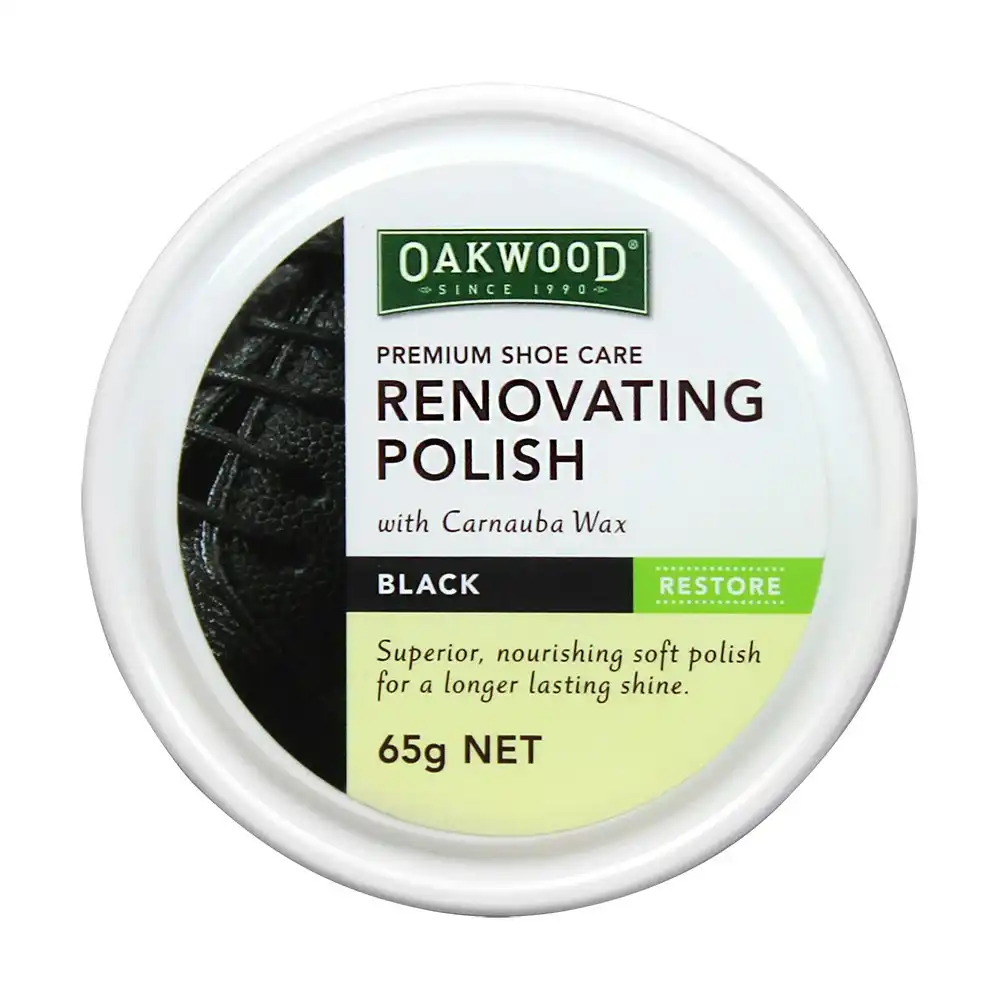 Oakwood 65g Superior Shoe Care Renovating Soft Polish w/ Carnauba Wax Black