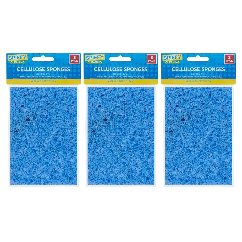 9x Spiffy Cleaning 13.5x9.5cm Cellulose Sponges Dirt Scrubber Kitchen Cleaning