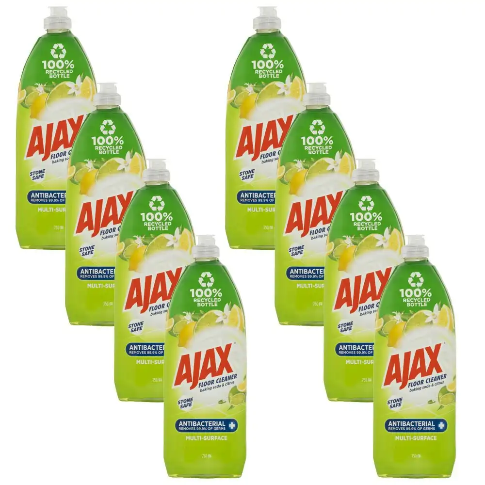 8x Ajax Multi Surface Antibacterial Floor Cleaner Baking Soda & Citrus 750ml