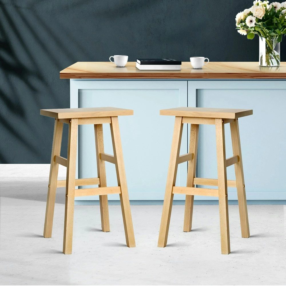 Artiss 2x Bar Stools Kitchen Chairs Wooden Nature