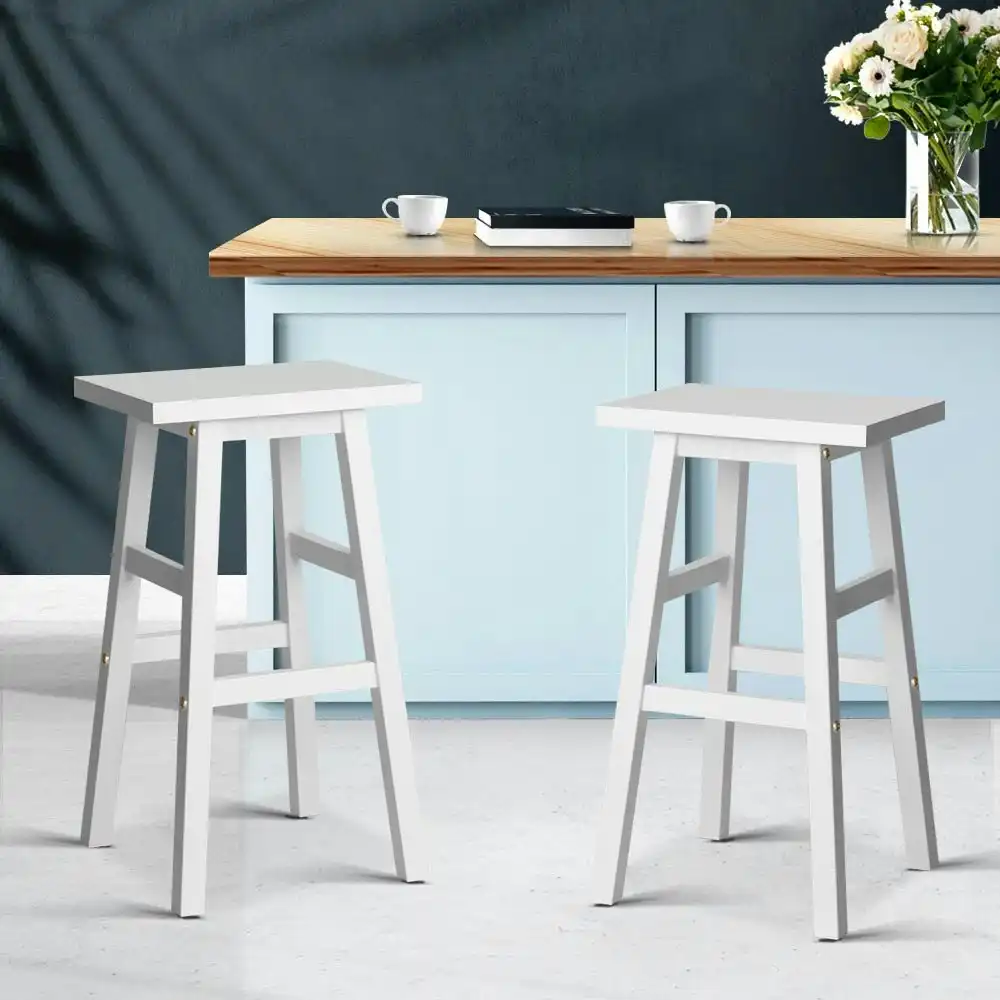 Artiss 2x Bar Stools Kitchen Chairs Wooden White