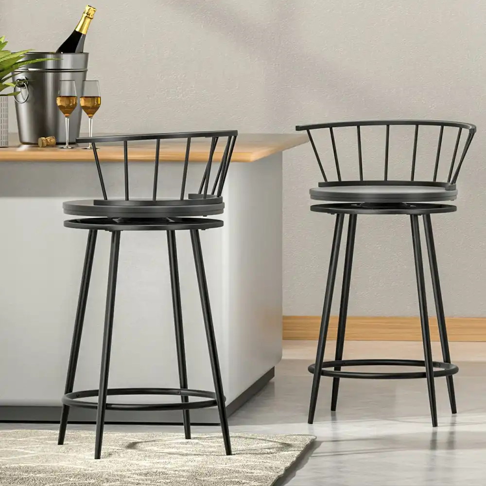 Artiss 2x Bar Stools Swivel Metal Chairs