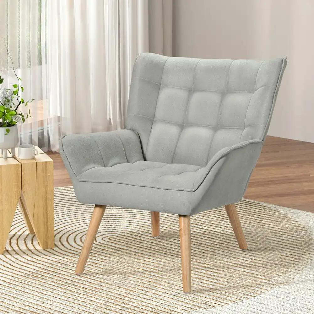 Artiss Armchair Grey Linen Fabric Cindy