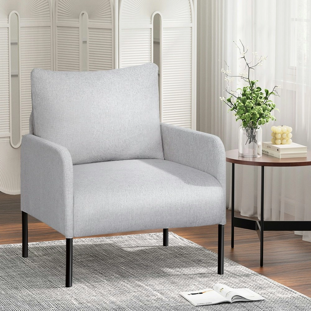 Artiss Armchair Accent Chair Pillow Fabric Grey