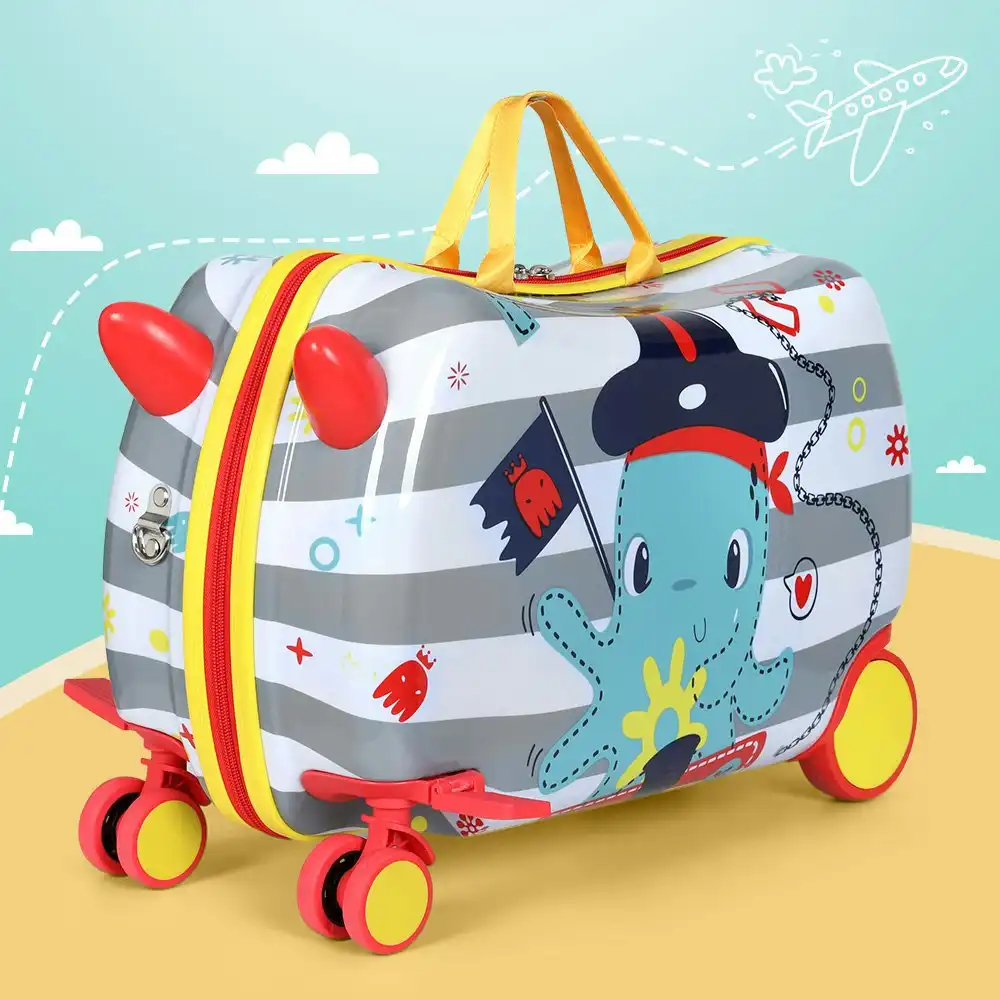 Wanderlite 17" Kids Ride On Luggage Children Suitcase Trolley Travel Octopus