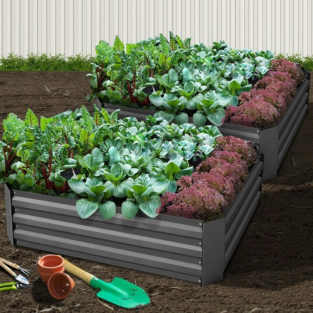 Green Fingers 2x Garden Bed 120x90cm Planter Box Raised Container Galvanised Herb