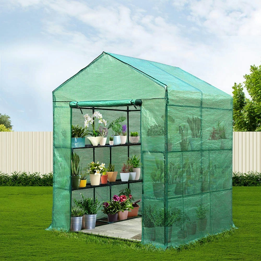 Greenfingers Greenhouse 1.4x1.55x2M Walk in Green House Tunnel Plant Garden Shed 8 Shelves