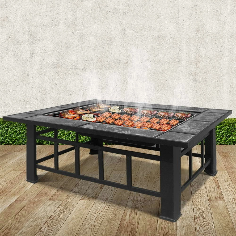 Grillz Fire Pit BBQ Grill Ice Bucket 3-In-1 Table