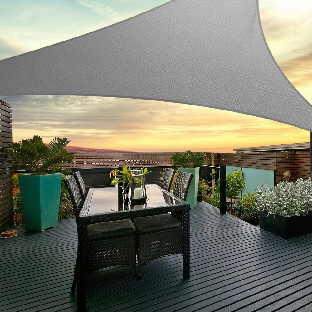 Instahut Shade Sail 5x5x5m Triangle 280GSM 98% Grey Shade Cloth