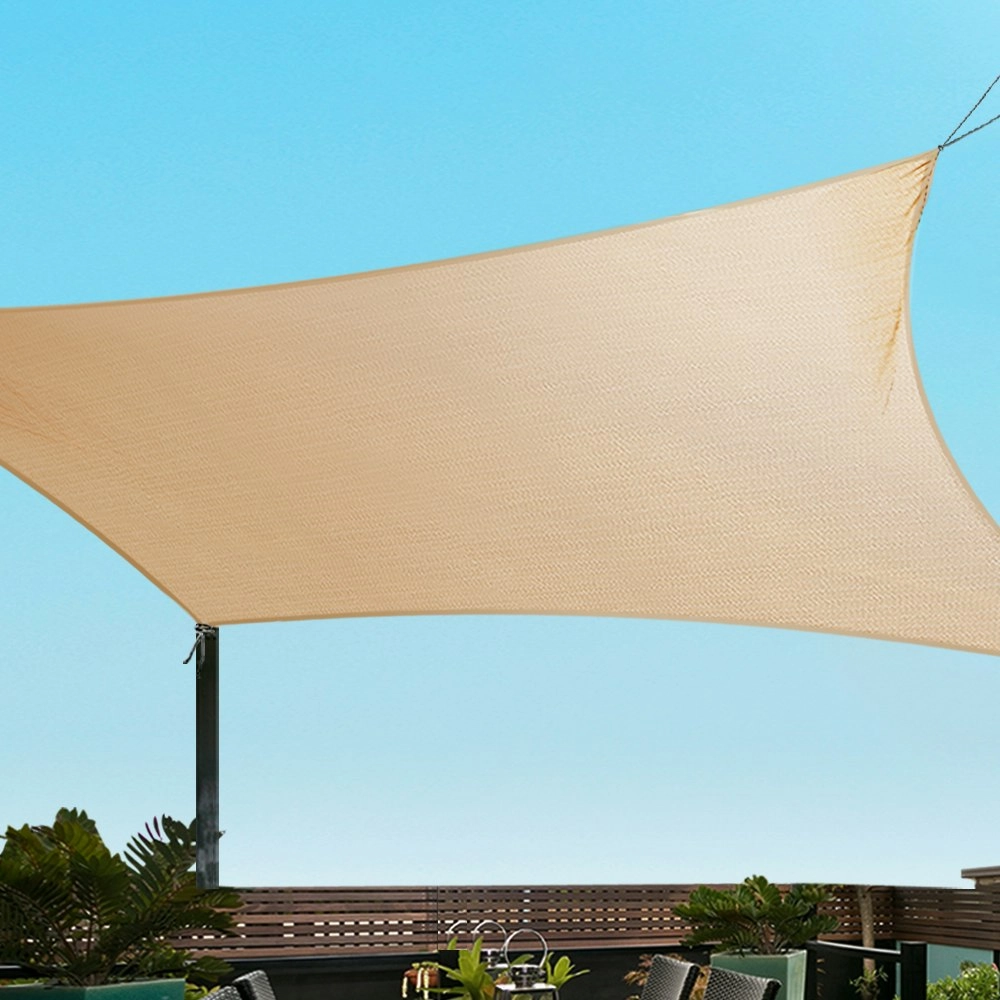 Instahut Waterproof Shade Sail 4x6m Rectangle Sand 95% Shade Cloth