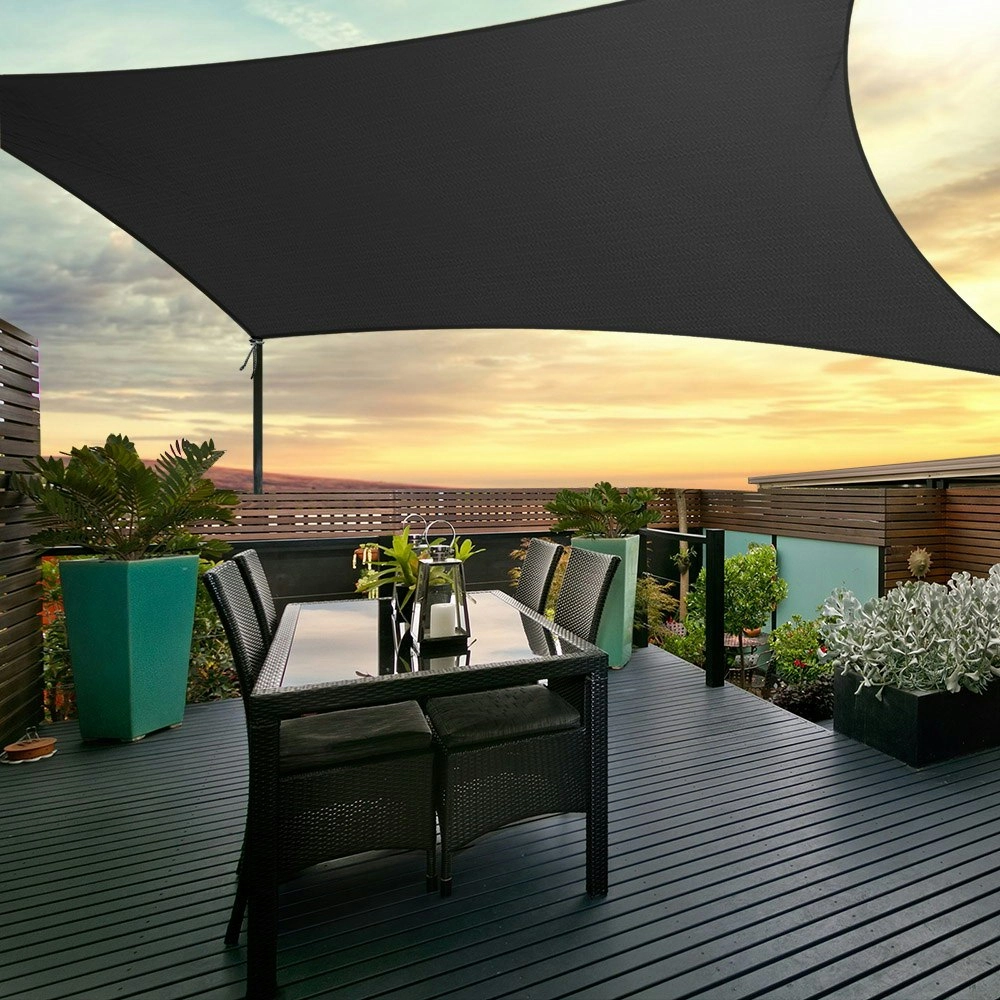 Instahut Shade Sail 4x6m Rectangle 280GSM 98% Black Shade Cloth