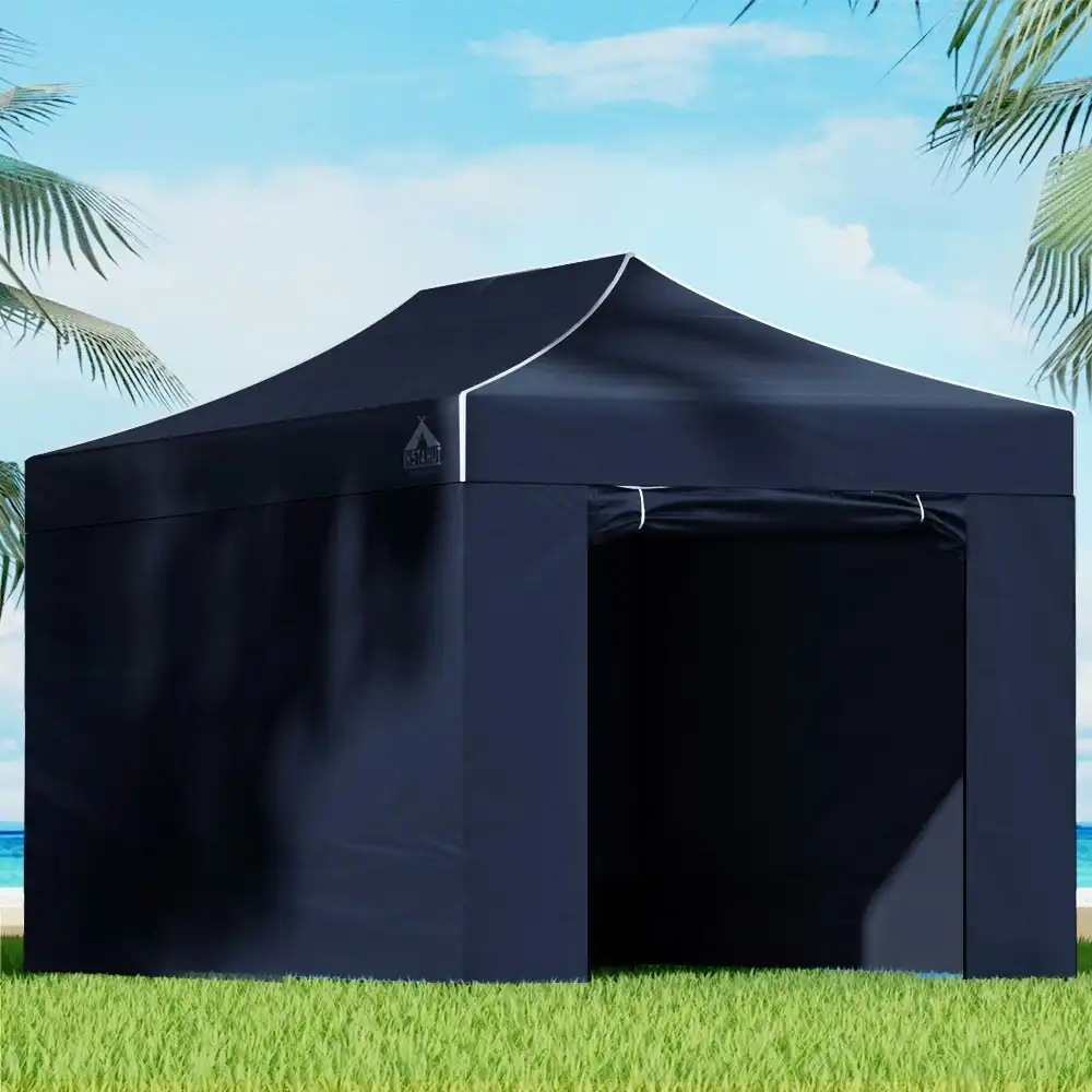 Instahut Gazebo 3x4.5 Pop Up Marquee Folding Tent Wedding Gazebos Camping Outdoor Shade Canopy Navy