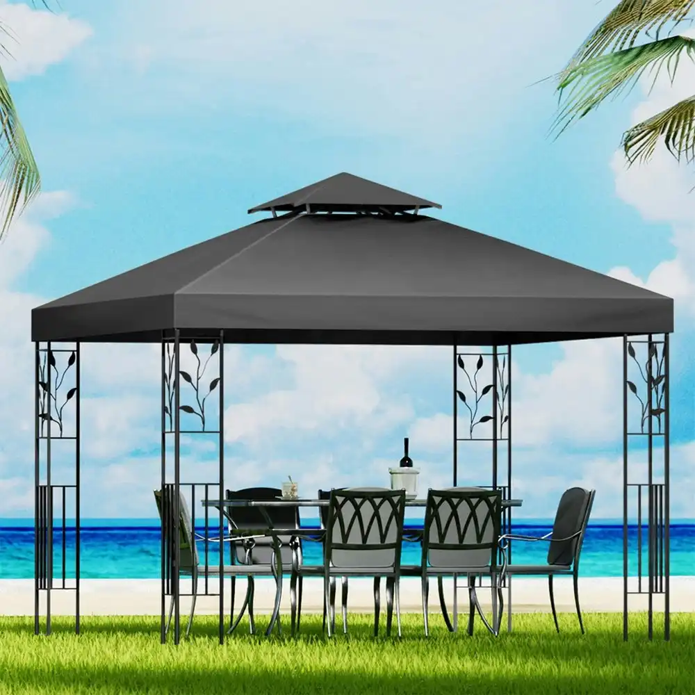 Instahut Gazebo 3x3m Marquee Outdoor Wedding Party Event Tent Home Iron Art Shade Grey