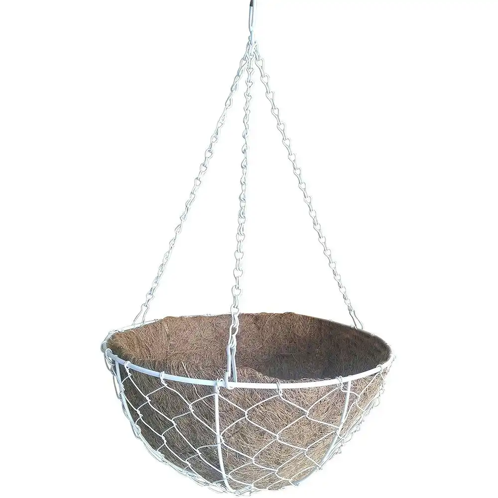 Northcote Pottery 30cm Mia Mesh Hanging Plant Basket Steel/Coco Fibre White