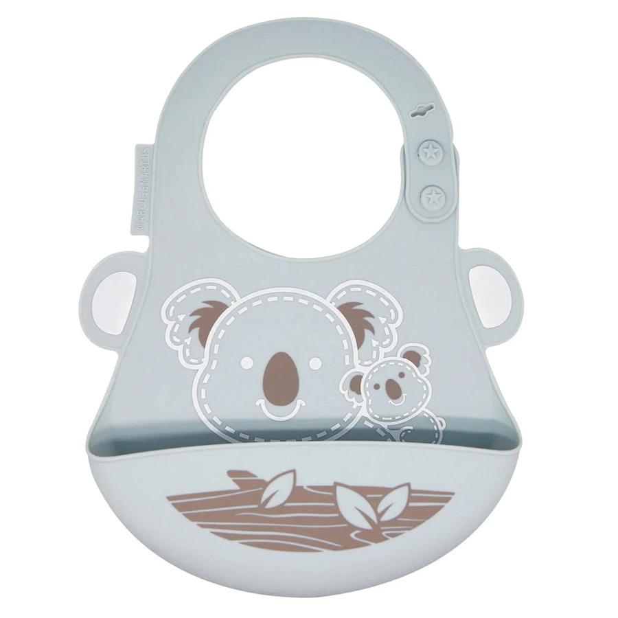 Marcus & Marcus Limited Edition Baby Bib Koala Soft Silicone w/ Catcher 6m+ Grey