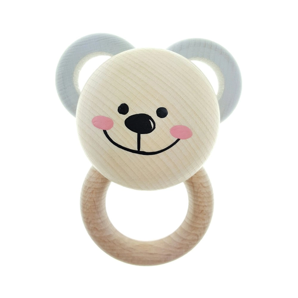 Hess-Spielzeug 12cm Teether Bear Beechwood Dummy Teething Toy Baby 0m+ Natural