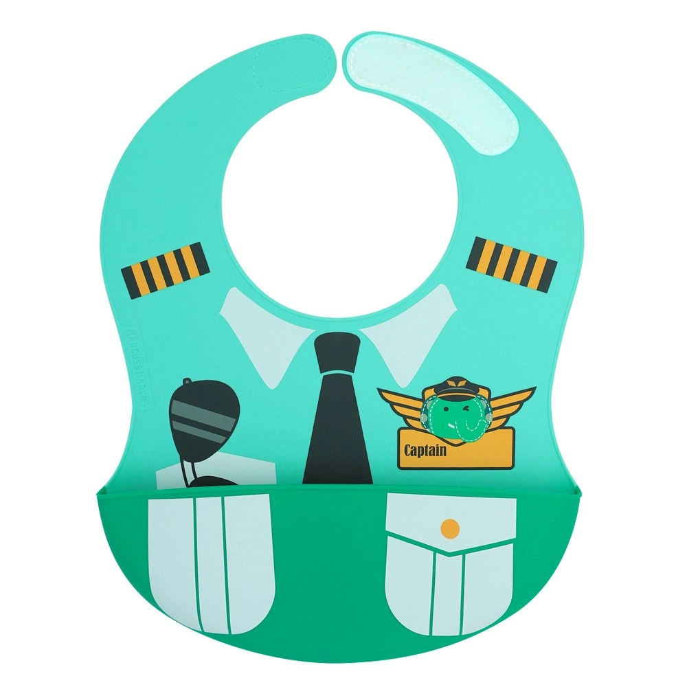 Marcus & Marcus Little Pilot Wide Bib Food Catcher Baby/Toddler 6m+ Ollie Aqua