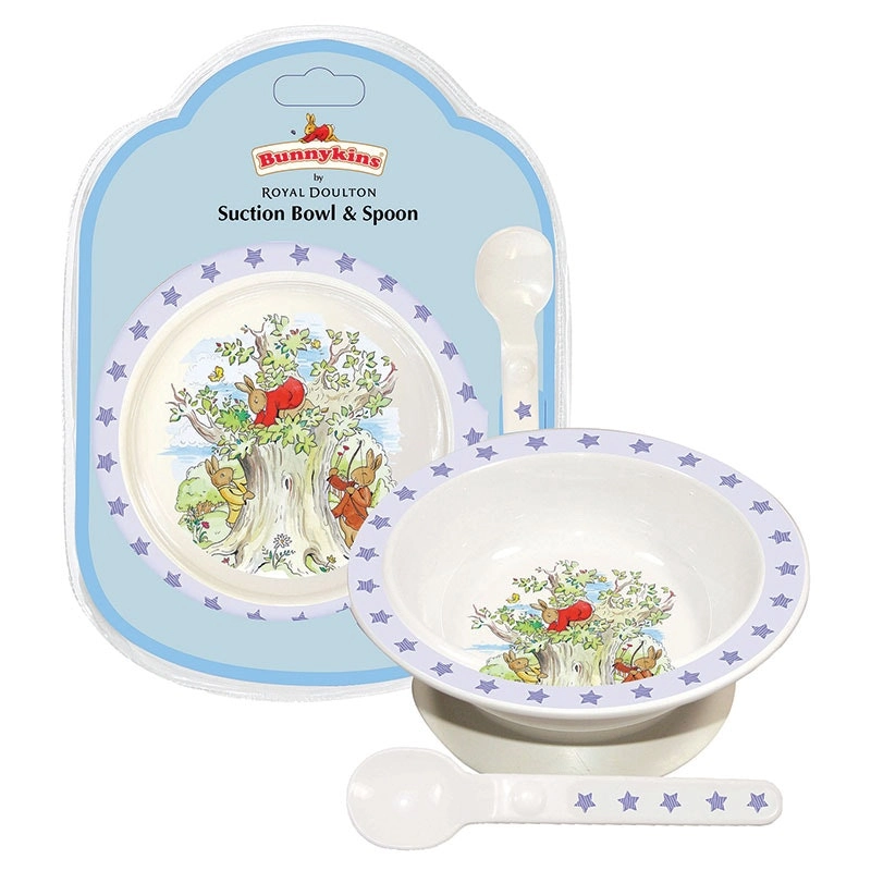 Bunnykins Suction Bowl & Spoon Shining Stars Design Dinner Set Utensil 18M+ Blue