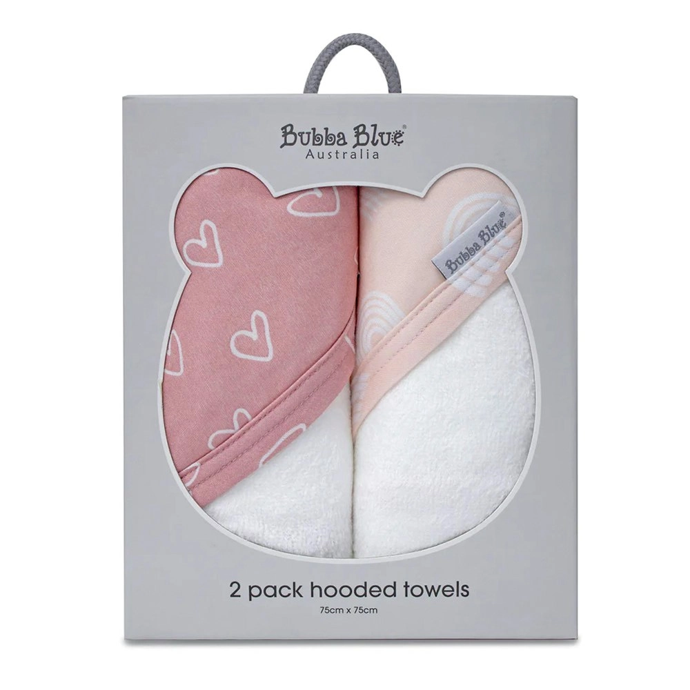 2PK Bubba Blue Bamboo 6.75x75cm Nordic Hooded Towel Baby 0-12m Dusty Berry/Rose