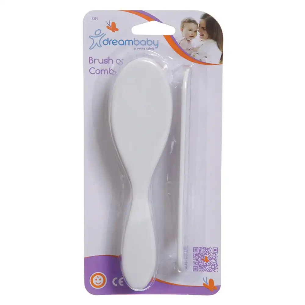 2pc dreambaby Baby/Toddler Brush & Comb Grooming Set Portable/Soft/Gentle White