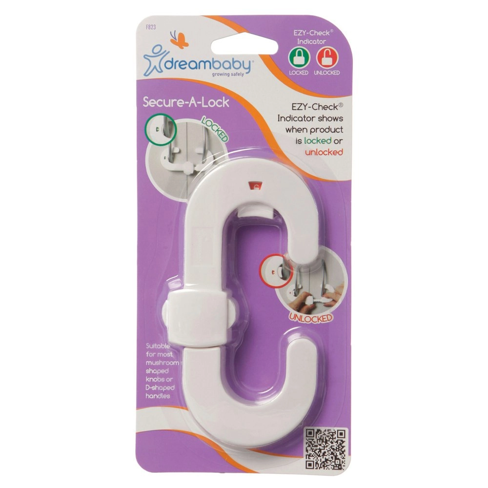 dreambaby Ezy Check Baby/Toddler Safety/Protection Secure-A-Lock Latch White