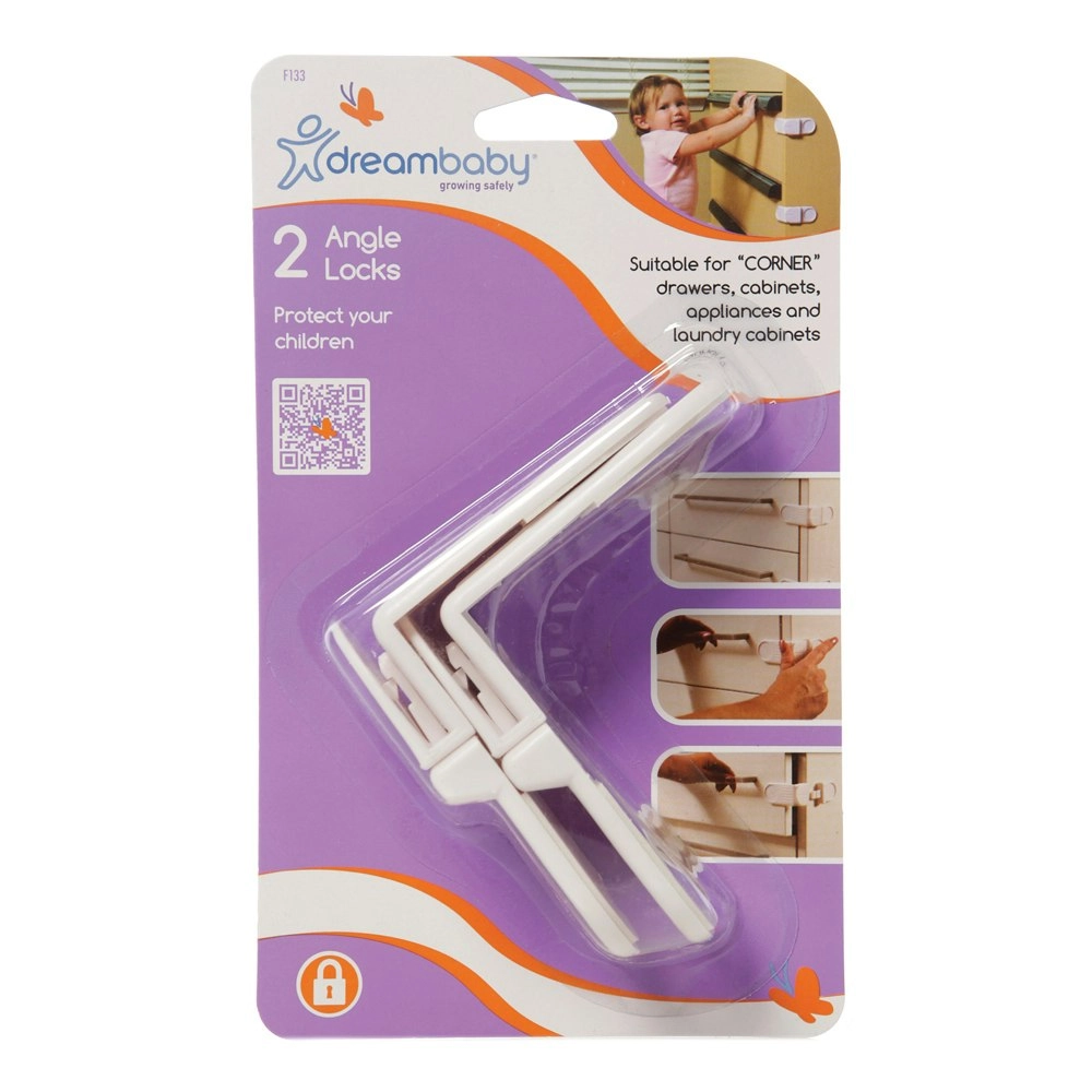 2pc dreambaby Baby/Toddler Safety/Protection Cabinet/Drawer Angle Lock/Latch WHT