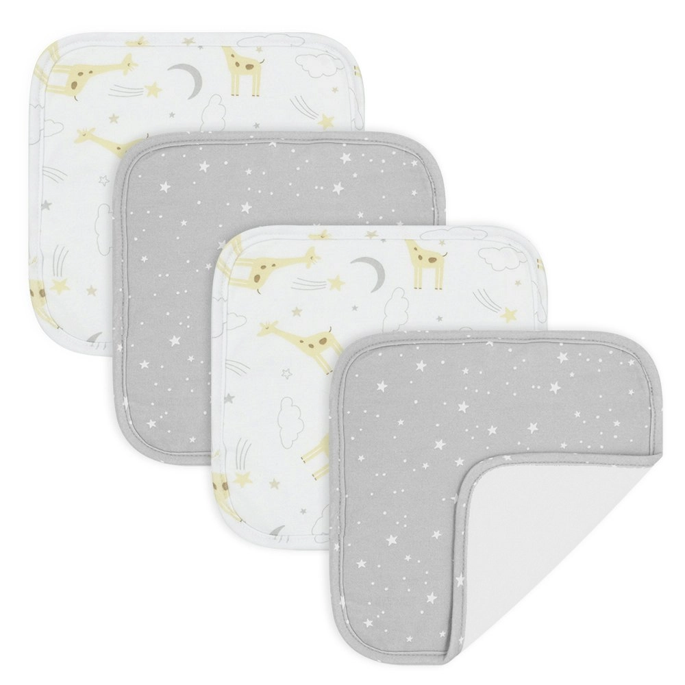 4pc Living Textiles Baby/Infant/Newborn Bathroom Wash Cloths Set Noah Giraffe