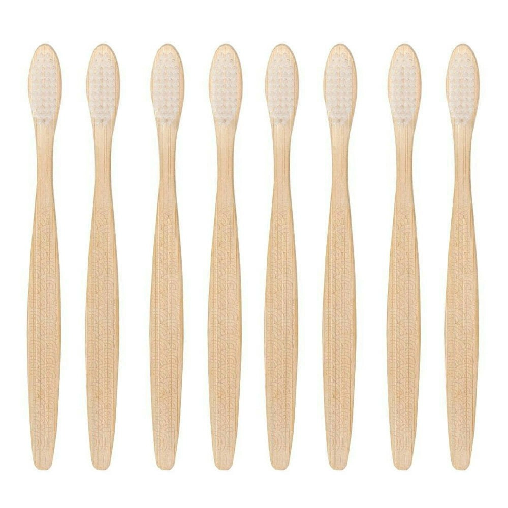 8x Eco Basic Natural Bamboo Toothbrush Adult Oral Dental Care Teeth Cleaner Soft