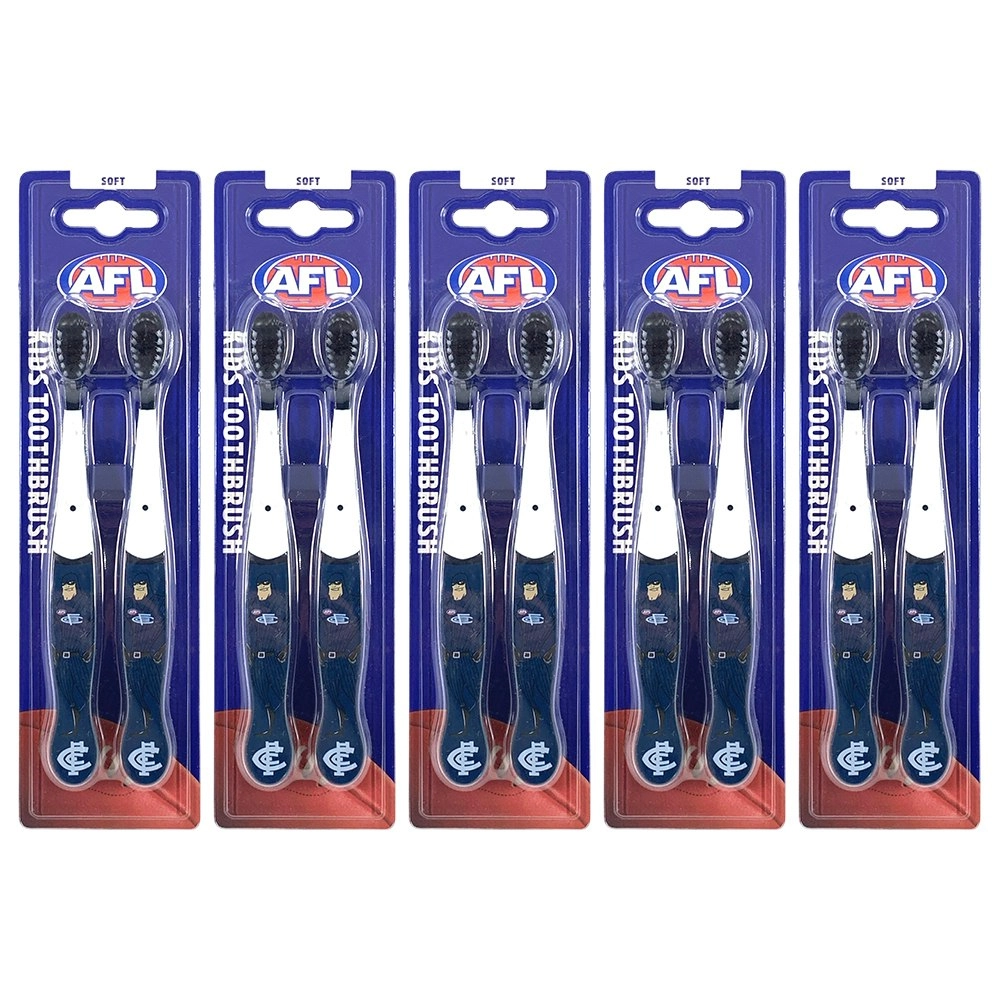 10pc AFL Mascot Kids/Children Soft Bristles Toothbrush Carlton Blues 3y+