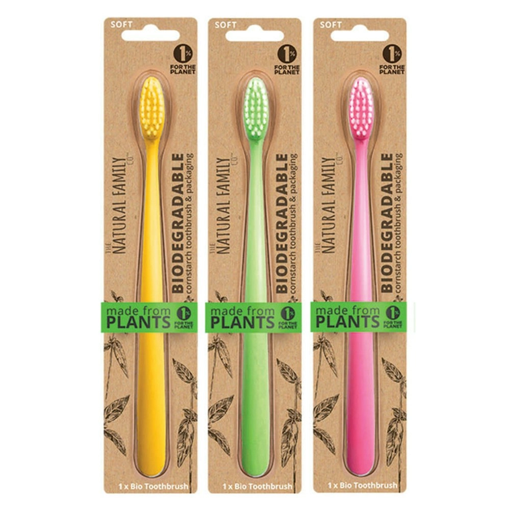 3x Nfco Bio Kids Soft-Bristle Toothbrush Neon Teeth Dental Oral Hygiene Care AST