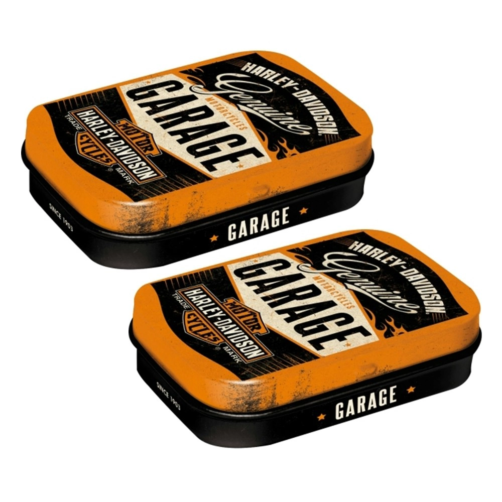 2x Nostalgic Art 6cm Metal Tin Mint Box Harley-Davidson Genuine Garage Candy