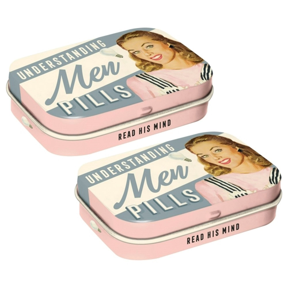 2x Nostalgic Art 6cm Metal Tin Mint Box Understanding Men #2 Fresh Breath Candy