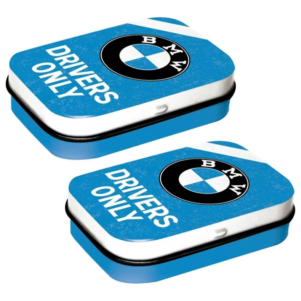 2x Nostalgic Art 6cm Metal Tin Mint Box BMW Drivers Only Blue Fresh Breath Candy